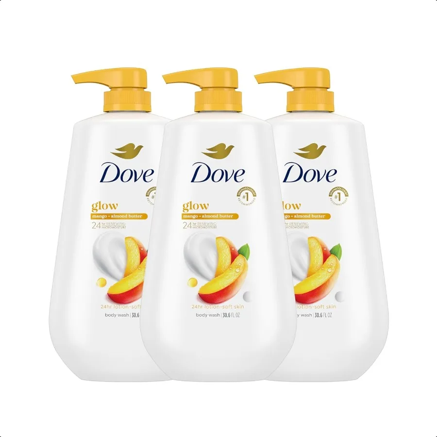 

Dove Body Wash with Pump 3 Count Glowing Mango Almond Butter for Renewed HealthyLooking Skin Gentle Skin Cleanser with 24hr Ren