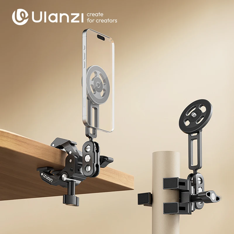 Ulanzi EA03 Super Clamp&Magetic Mount Kit for iPhone 17 16 15 Phone Mount with 1/4'' Screw for Action Camera for Outdoor Vlog