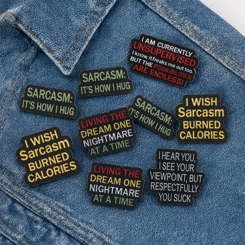 Sarcastic Sayings Enamel Pin I Wish Sarcasm Burned Calories Brooch Sarcasm It's How I Hug Lapel Badge Punk Backpack Accessory