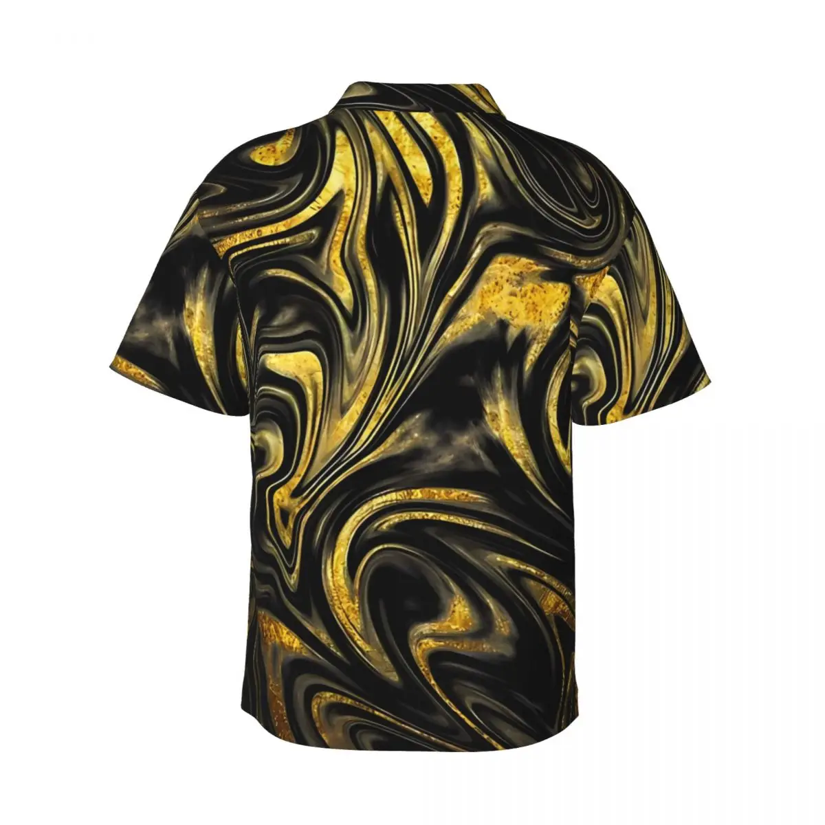 Gold And Black Marble Beach Shirt Man Casual Shirts Hawaiian Short Sleeve Custom Cool Oversized Blouses Birthday Gift