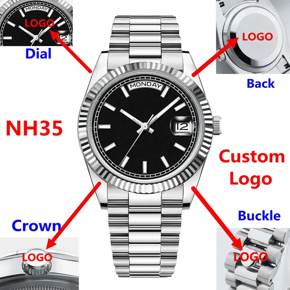 Custom Logo Men Watch luxury nh36/ST1644 Automatic 36MM/39MM Wristwatches Sapphire Waterproof Diving  Date dress Watch Men Reloj