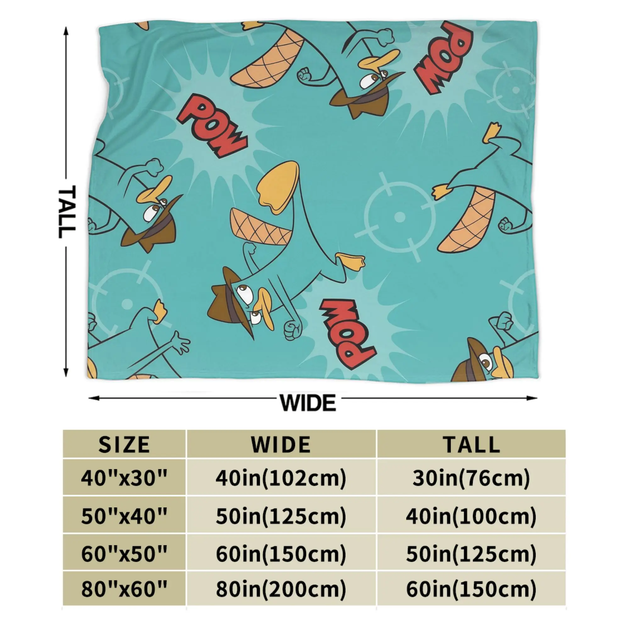 Phineas and Ferb Perry the Platypus الكرتون البطانيات الصوف الديكور وكيل P متعددة الوظائف فائقة النعومة رمي بطانية للمكتب #6