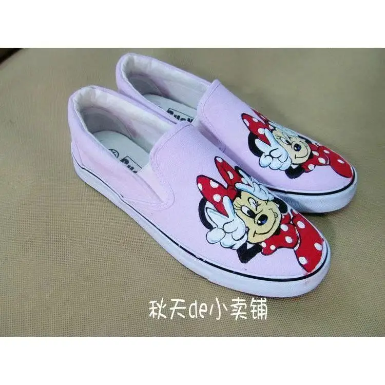 Minnie Mouse big bow 2025 new drop shipping Canvas Shoes Women's plus size Student Couple real pictures girl's board shoes