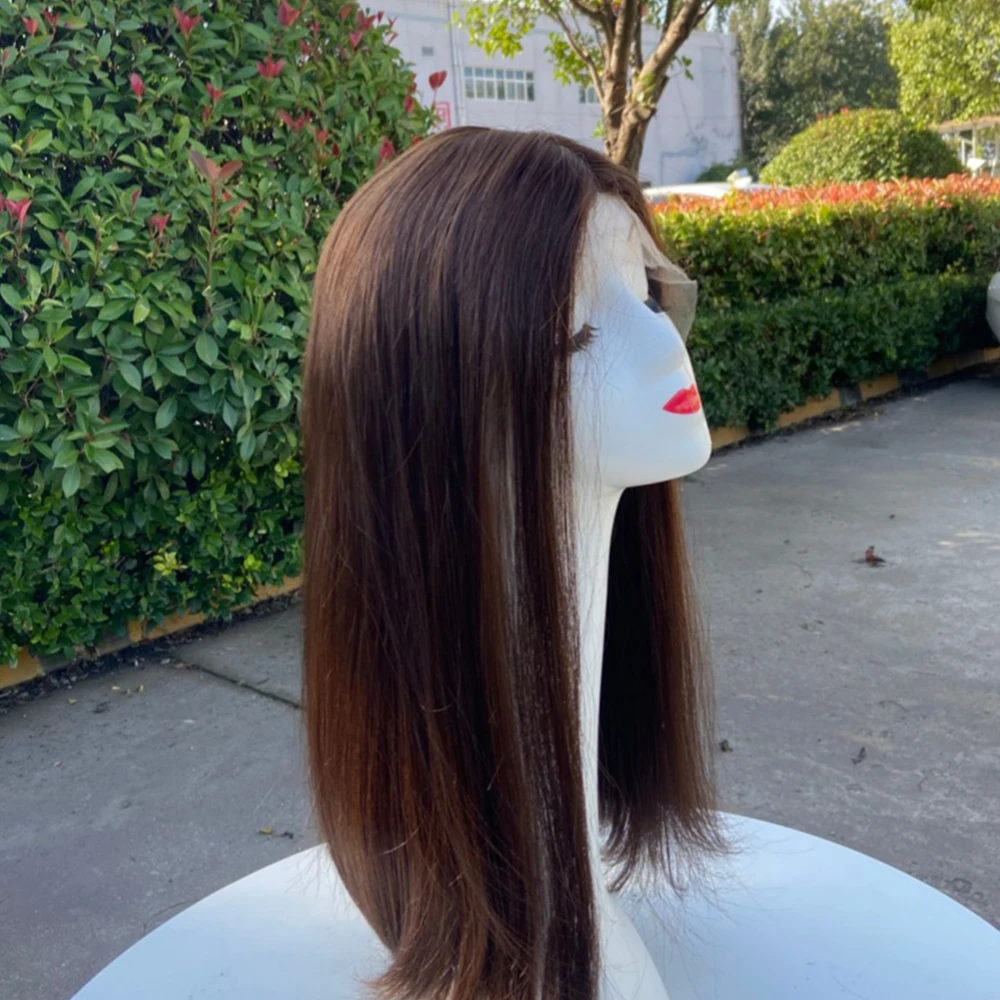 

Jewish Lace Front Wig 13x5inch Straight Human Hair Wig Natural Silk Top Preplucked Glueless for Women