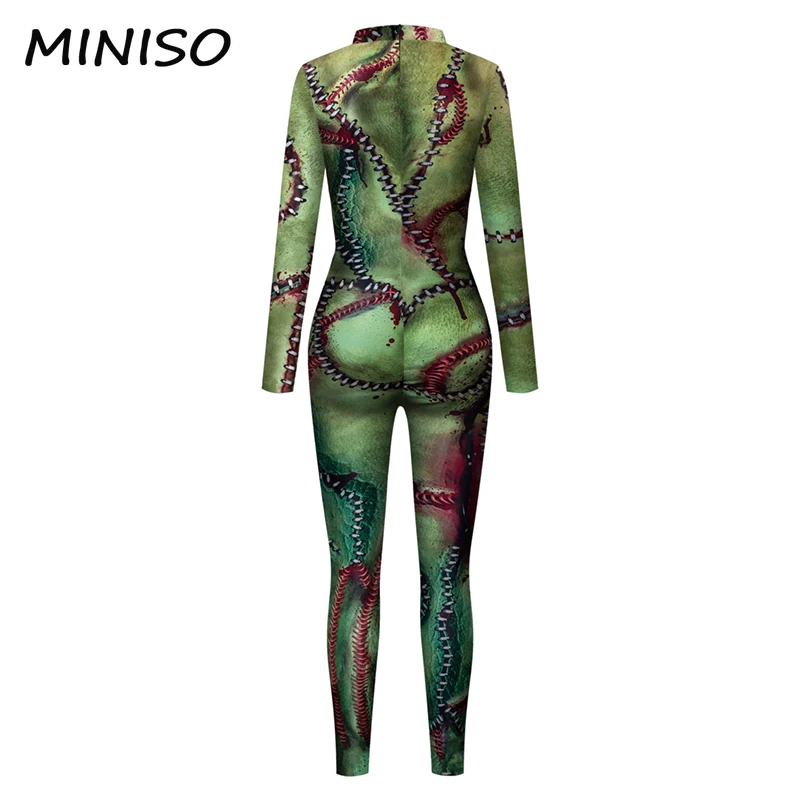 MINISO Cosplay Horror Costume Mend 3D Printing Carnival Party Jumpsuits Hallowen Fancy Dress Women Clothing Zentai Bodysuit