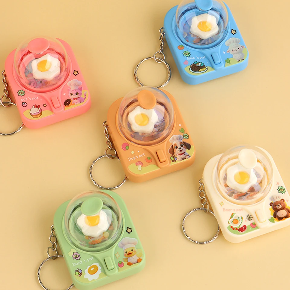 ZAKOL Cartoon Mini Egg Flipper Creative Fun Fried Egg Machine Keychain Stress Relief Pass The Time Clicker Toys Pendant