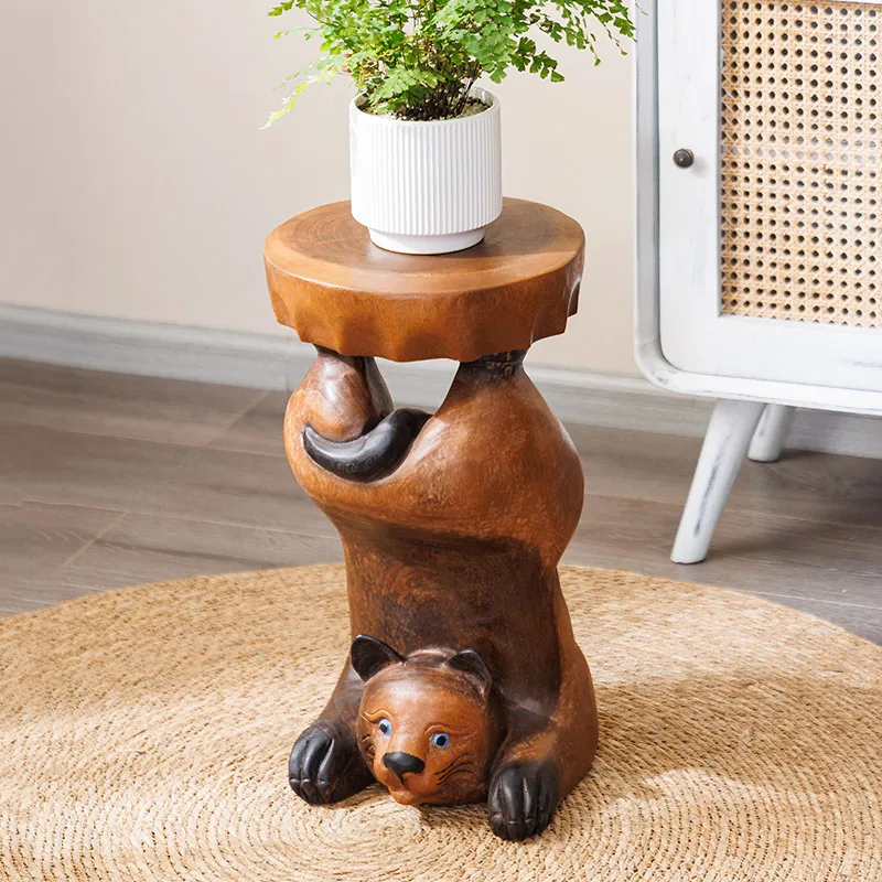 Thai solid wood animal stool cat stool