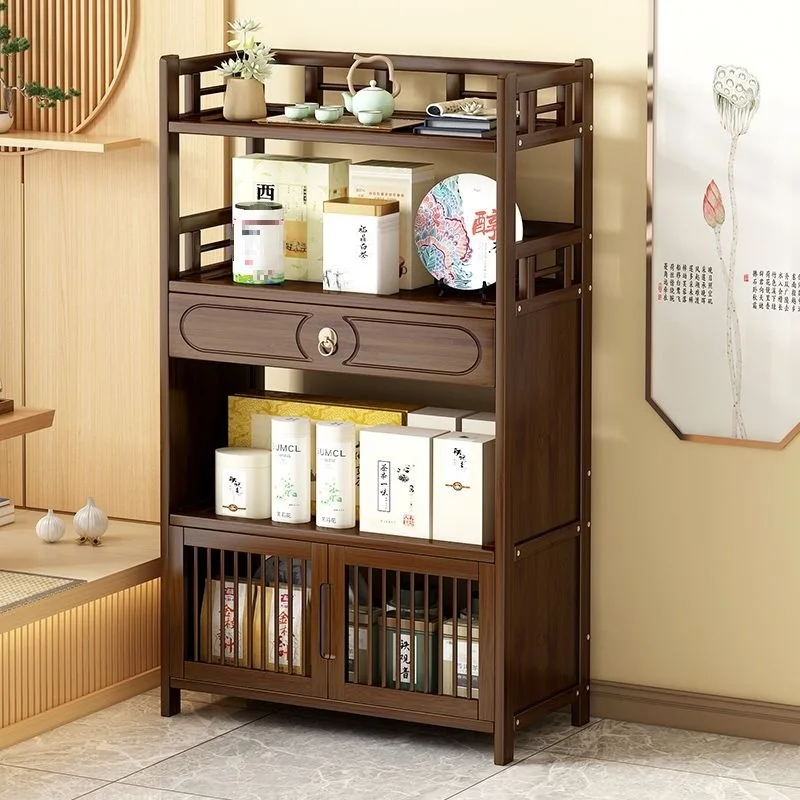 Meal side tea cabinet tea set storage locker office rack household tea cabinet