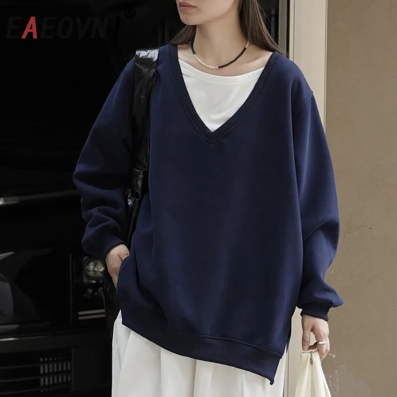 

EAEOVNI повседневный пуловер контрастного цвета, женские топы контрастного цвета в стиле пэчворк, свитер с длинными рукавами, новинка осени 2023 г.