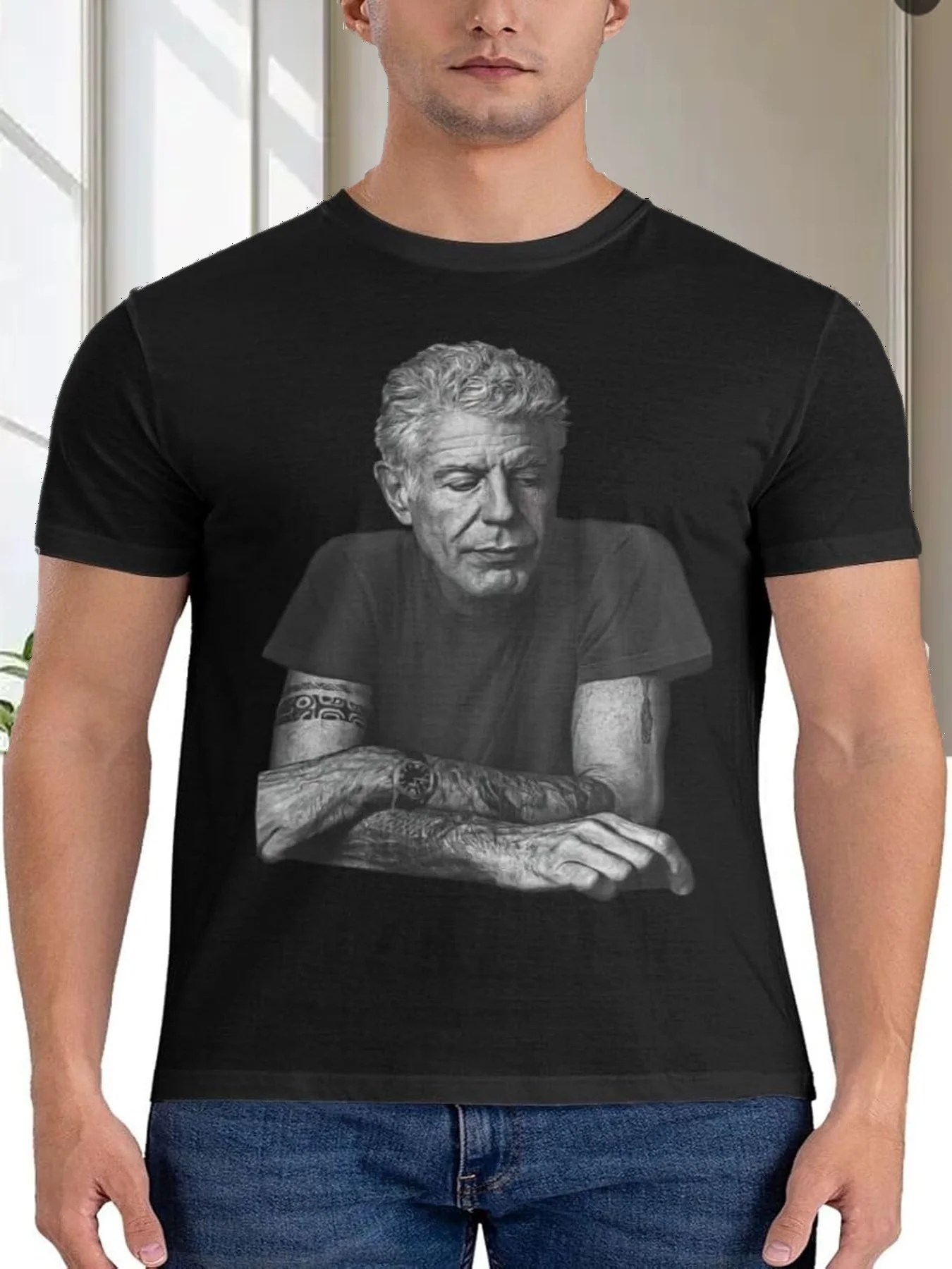 

Мужская ультрамягкая футболка Anthony Chef Bourdain, классическая легкая повседневная базовая рубашка с короткими рукавами, черная, средняя