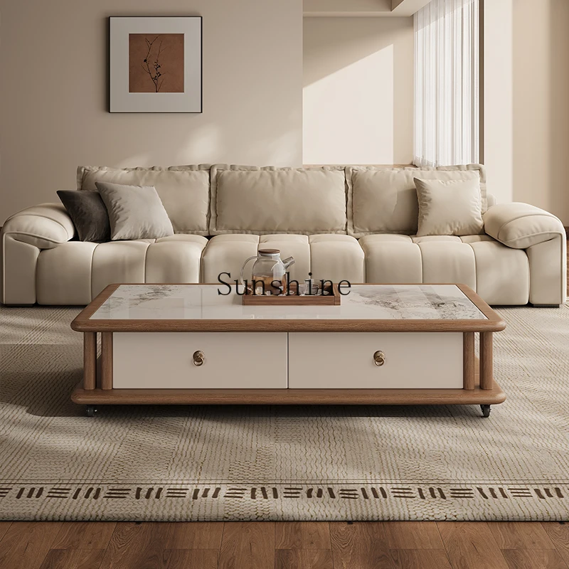 

Italian minimalist medieval style solid wood coffee table living room home removable design rectangle