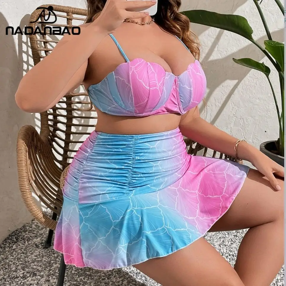 Nadanbao sexy Bikini Meerjungfrau Rock für Frauen rücken freie Chroma Bikini Sets Badeanzug weibliche Sommer mode Strand party Bade bekleidung