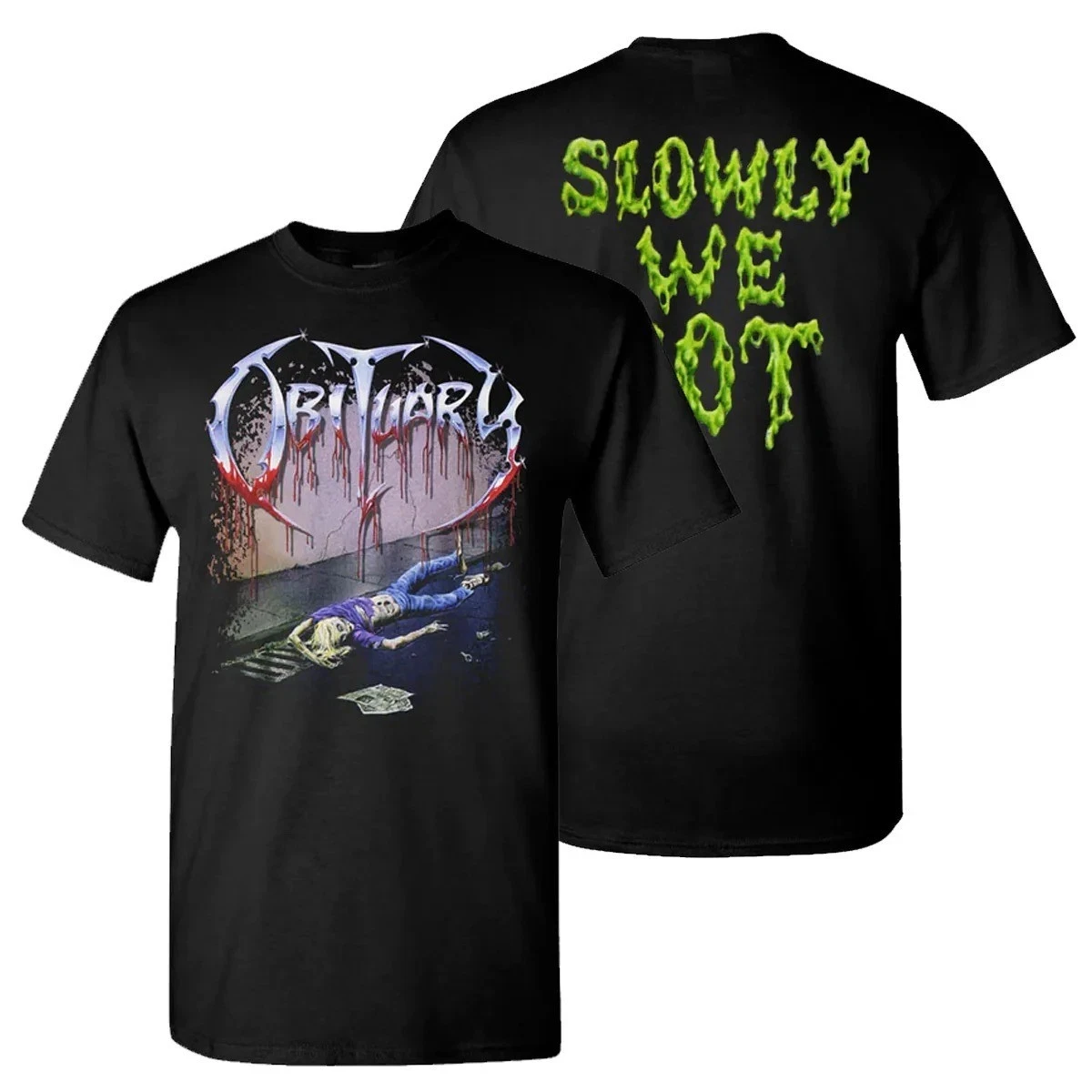 

New Obituary Slowly We Rot Album Death Metal Band T-Shirt High-end Luxury Is for Both Men and Women Top Y2k 2025 Summer