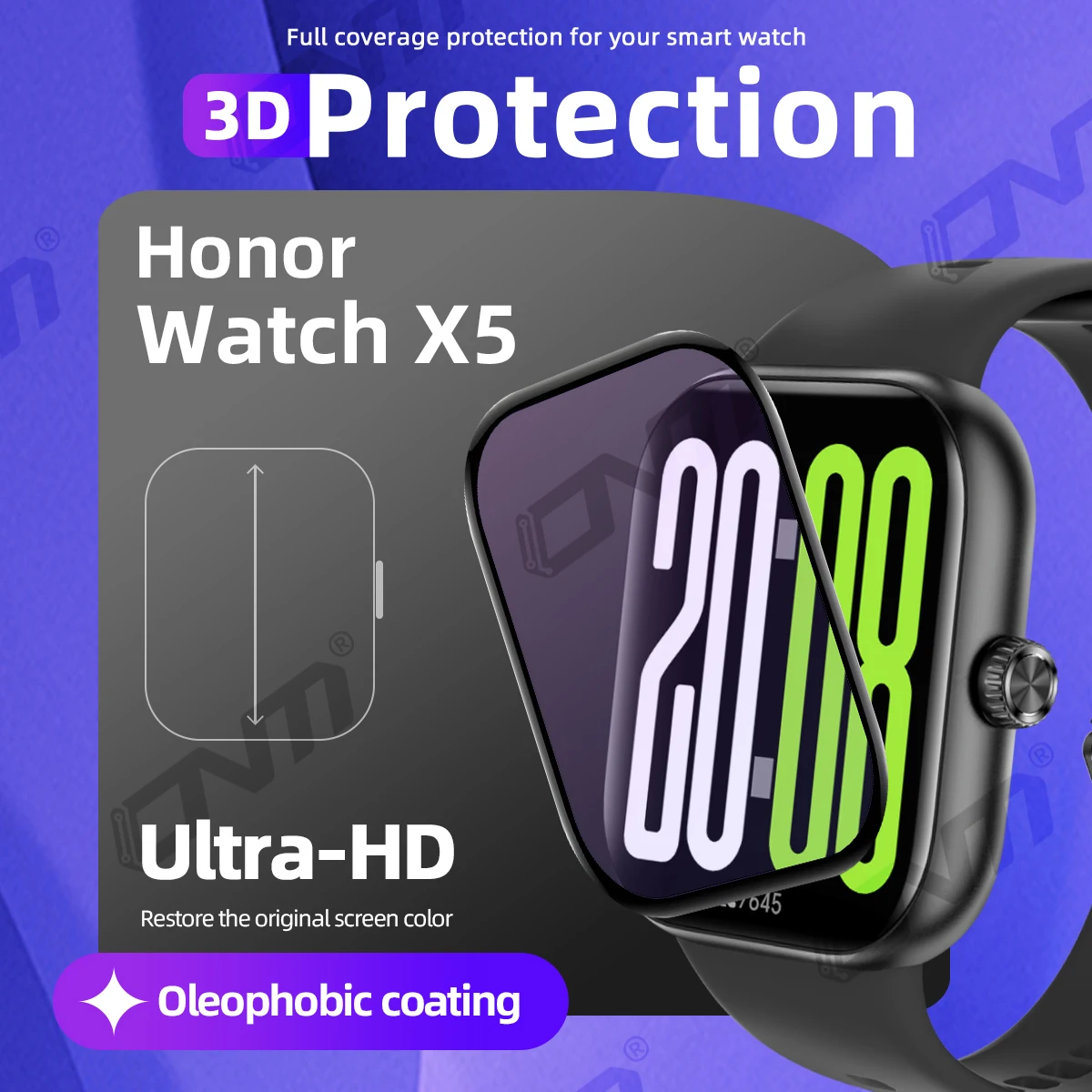 

3D Protection Film for Honor Watch X5 Screen Protector, Full Coverage Anti-scratch for Honor Watch X5 Accessories ( Not Glass )