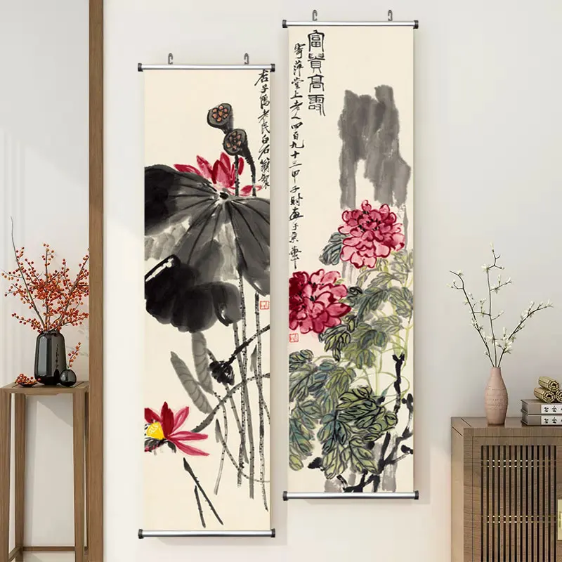 Zen Abstract Traditional Chinese Style Qi Baishi Wall Art Canvas Painting Poster Picture Print For Office Living Room Home Décor