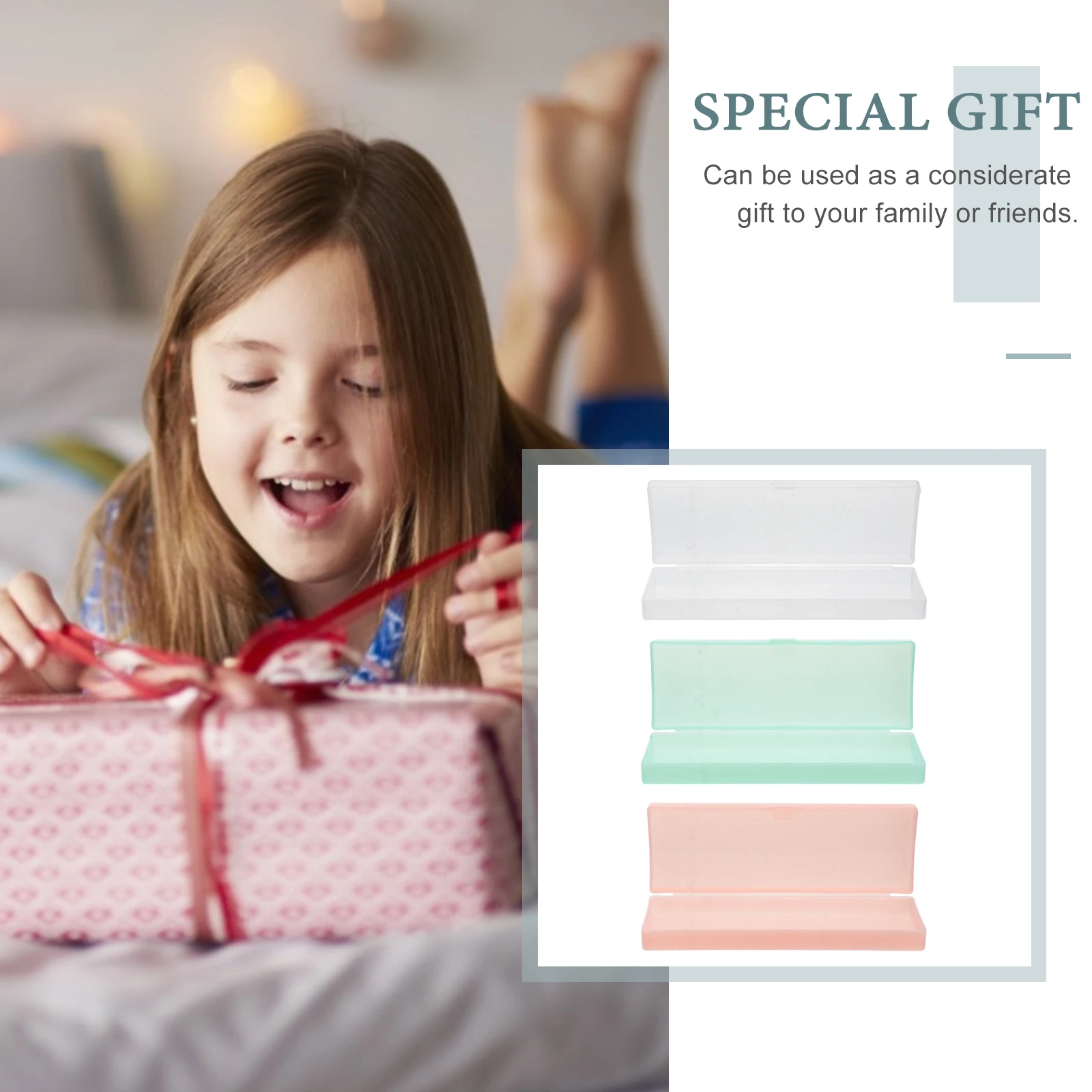 

3pcs Creative Simple Pencil Case Pencil Box Two Sides Plastic Translucent Pen Box for School or Office