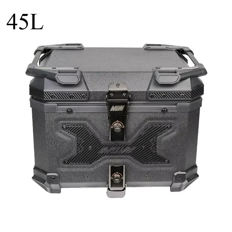 

1Pc 45L Universal Motorcycle Top Box Tail Waterproof Motorbike Helmet Trunk Box Rear Luggage Tool Case with Bracket Base Plate