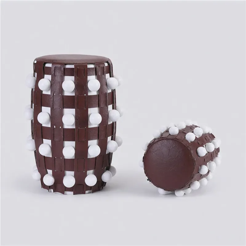 Modern Ceramic Drum Stool Brown White Texture Luxury Home Decor Entrance Bench Living Room Side Table Art Ornament High End