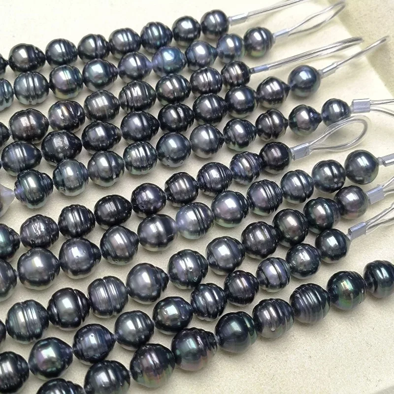

Natural Thread 12-14mm Black Pearl Necklace Stacked DIY Gloss Colorful Clean Wholesale