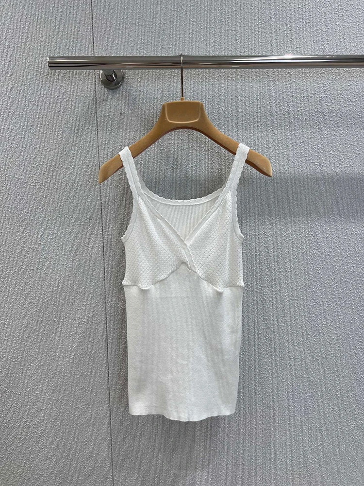 

SVORYXIU Autumn 2025 New style Elegance Style Thin shoulders Knitting Sling Vest Woman Fashion white Sling Dress