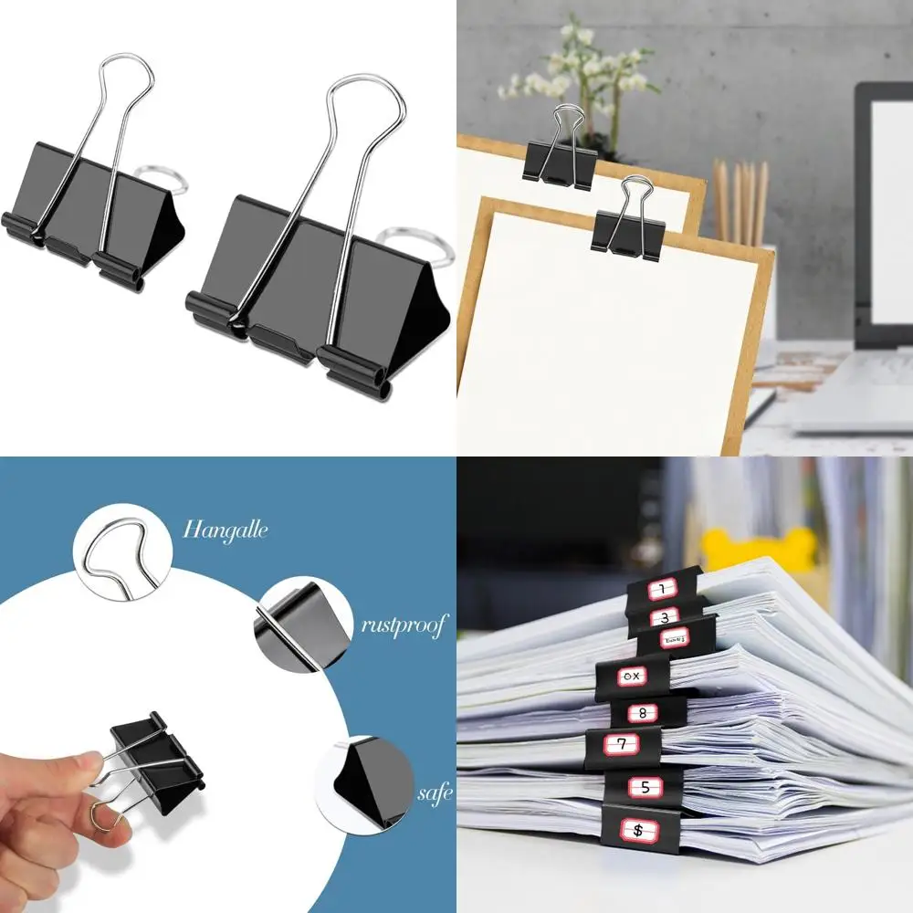 

48 Pcs Large and Extra Large Binder Clips, 2 Inch Length (24 Pcs) and 1.6 Inch Length (24 Pcs)