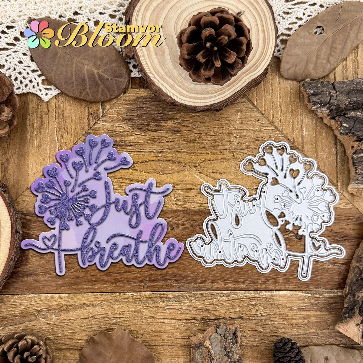 Original Lovely Dandeline Words Title JUST BREATH Metall-Stanzformen für Scrapbooking, dekorative Prägung