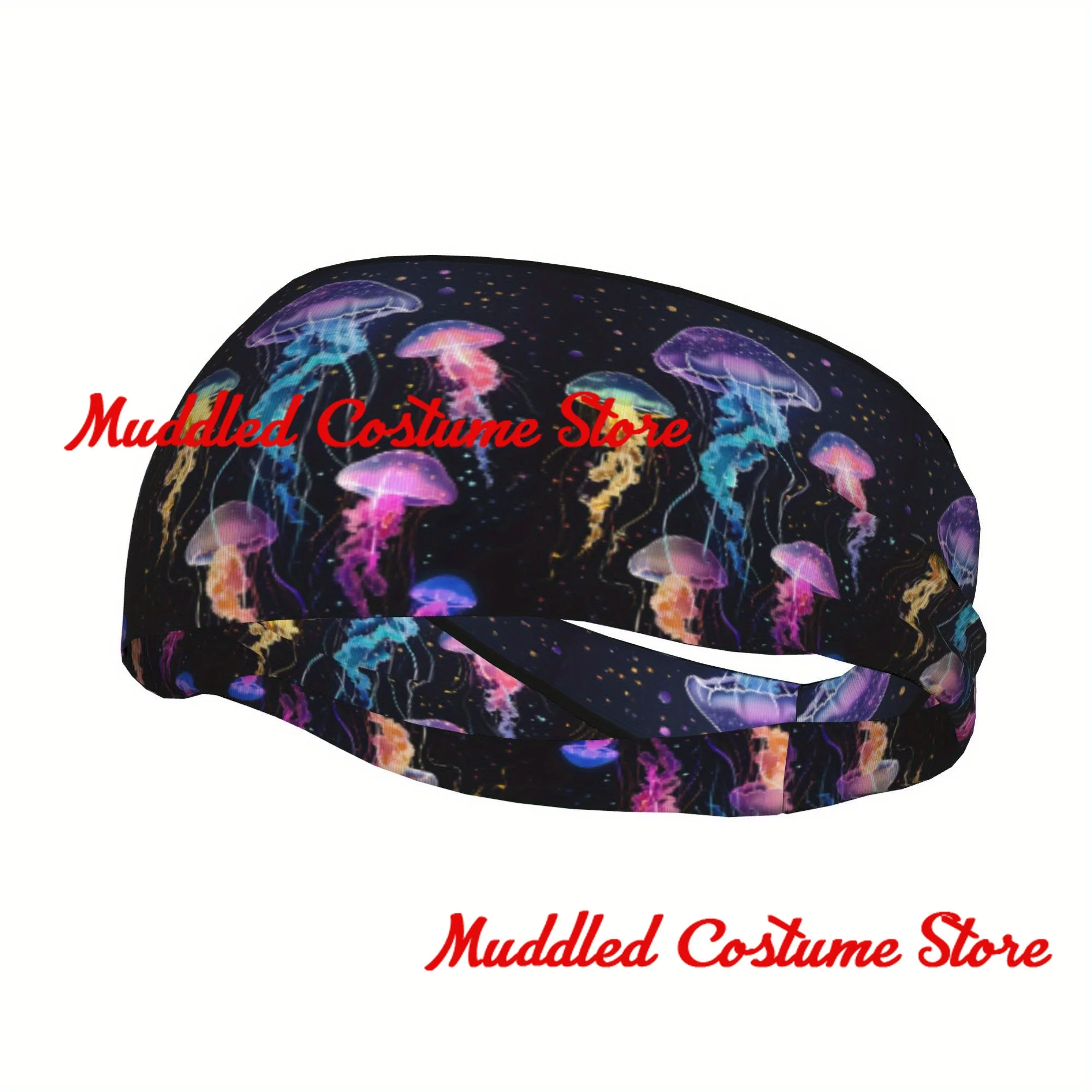 

Повязка на голову с изображением медузы, звездной ночи, спортивная эластичная повязка на голову для йоги и фитнеса, эластичная повязка на голову