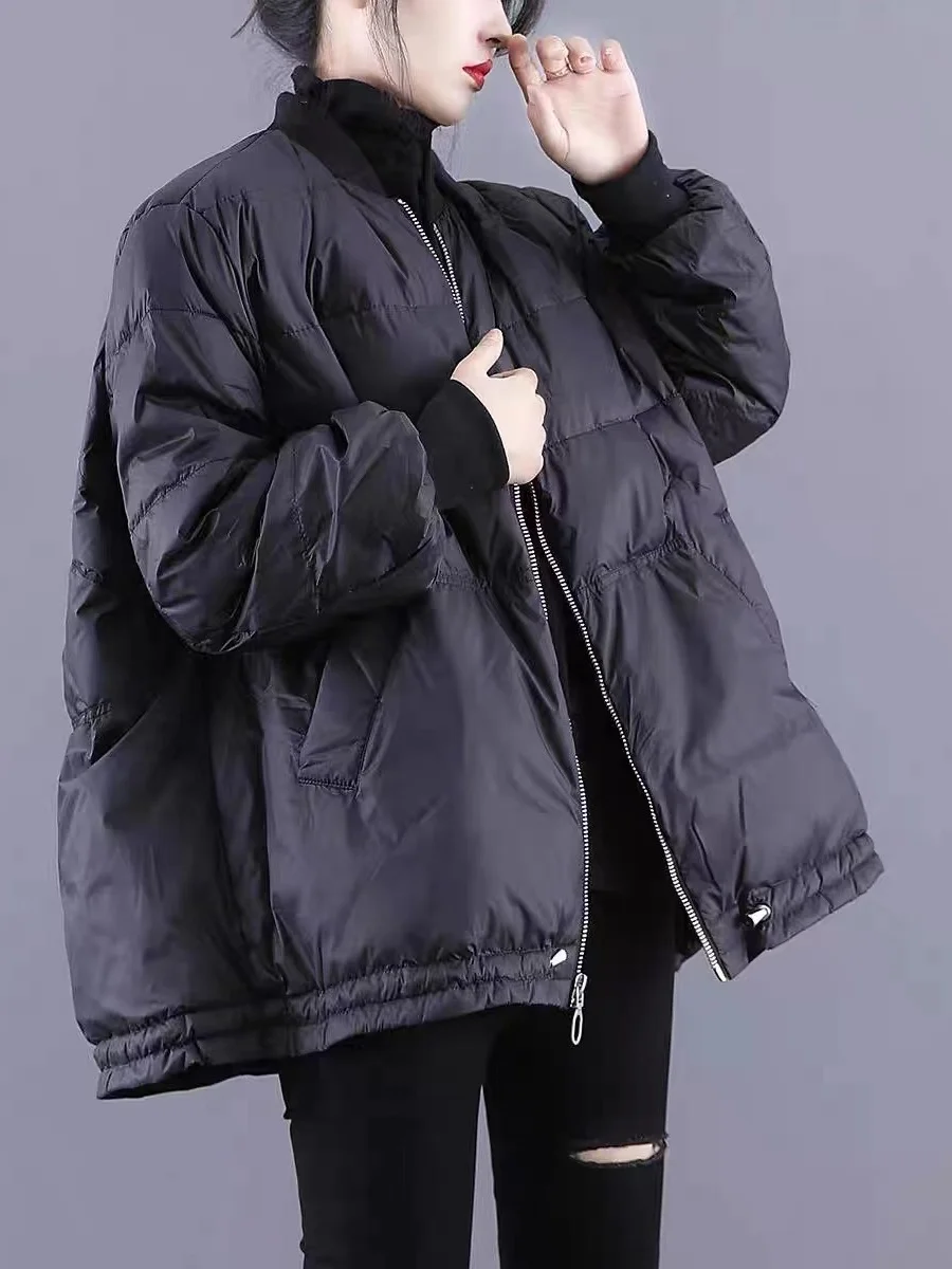 Automne hiver coton Jaet femmes ort Baseball Sle manteau bouton garniture étiquette coupe ample longue Sve fermeture à glissière couleur
