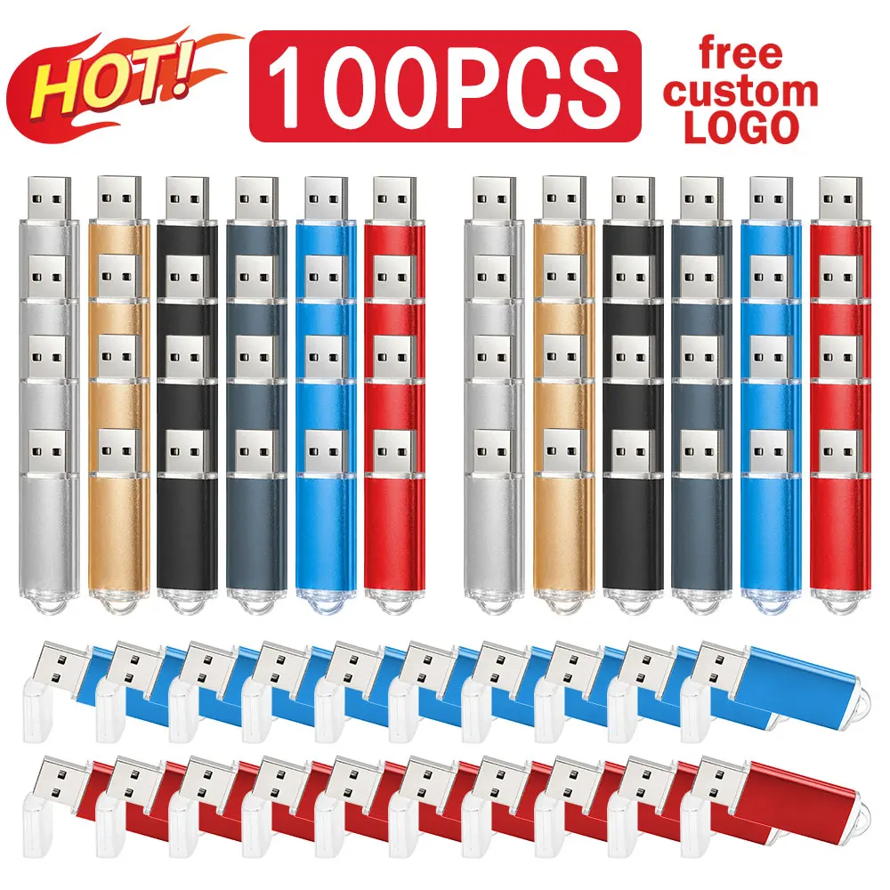 100Pcs/lot USB Flash Drive 64GB Pen Drive 512MB 1GB 2GB 4GB 8GB 16GB Pendrives Usb Stick 32GB Memory Stick Free Custom Logo Gift