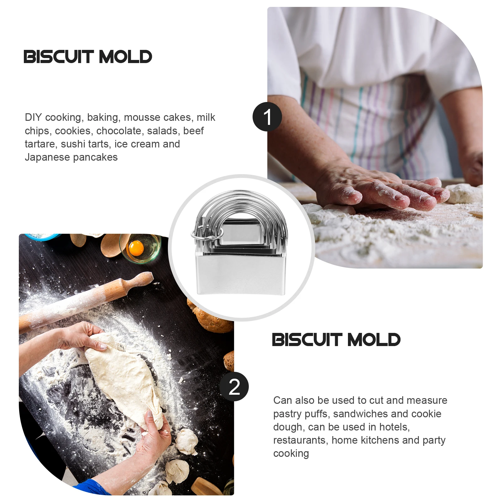 

5 Pcs Stainless Steel Mousse Mold Baking Molds Square Cake Cutters Large Cookie for Pastry Child