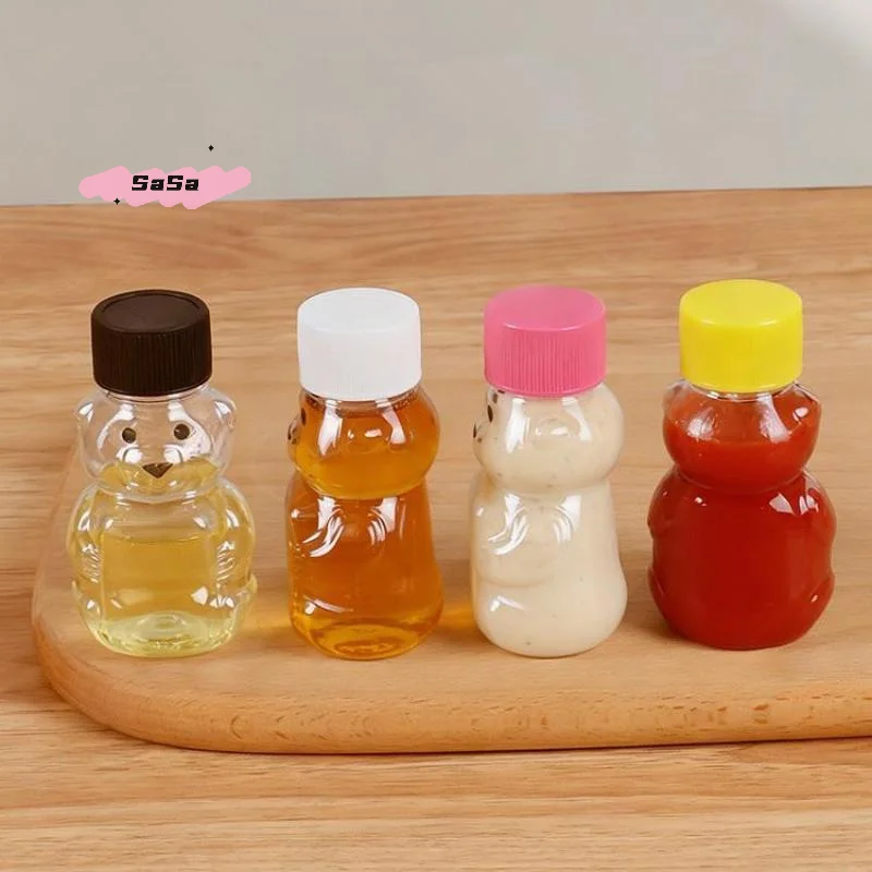 1/4 Stück Mini-Bären-Sojasauce-Flaschen, tragbare kleine Gewürzbehälter, Quetschflasche für Picknick, Reisen, Küchenbedarf