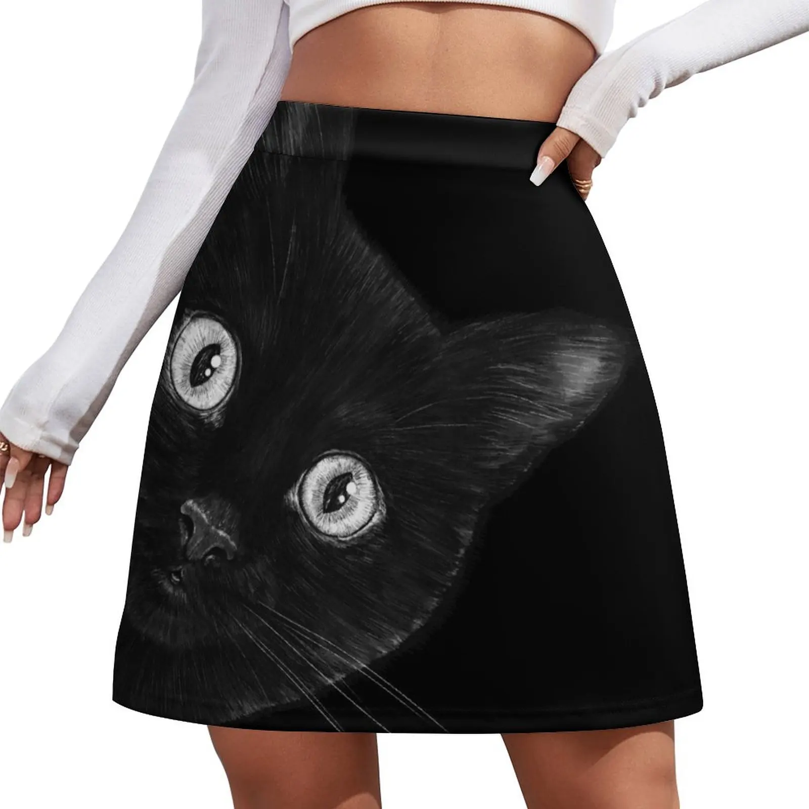 

Black cat on black Mini Skirt festival outfit women new in external clothes women's skirt 2026 trend elegant dresses for women