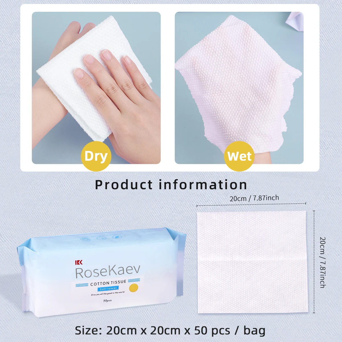 1 confezione di salviette fumé professionali, morbide e spesse, bagnate e asciutte, altamente assorbenti, utilizzate per la cura del viso e la rimozione del trucco.