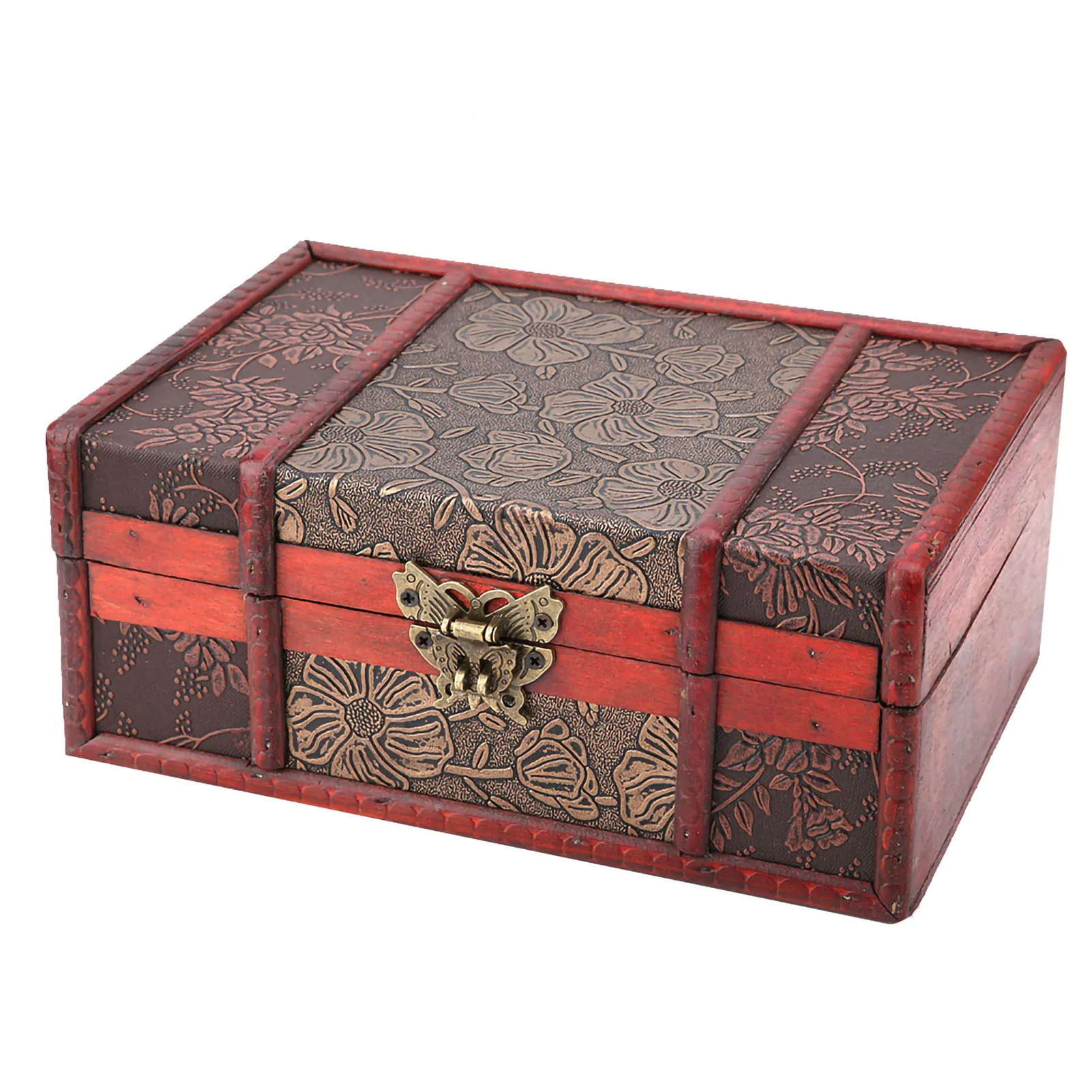 Vintage Wooden Storage Box Treasure Chest Chinese Style Small Size Book Jewelry Storage Case Organizer Desktop Decoration