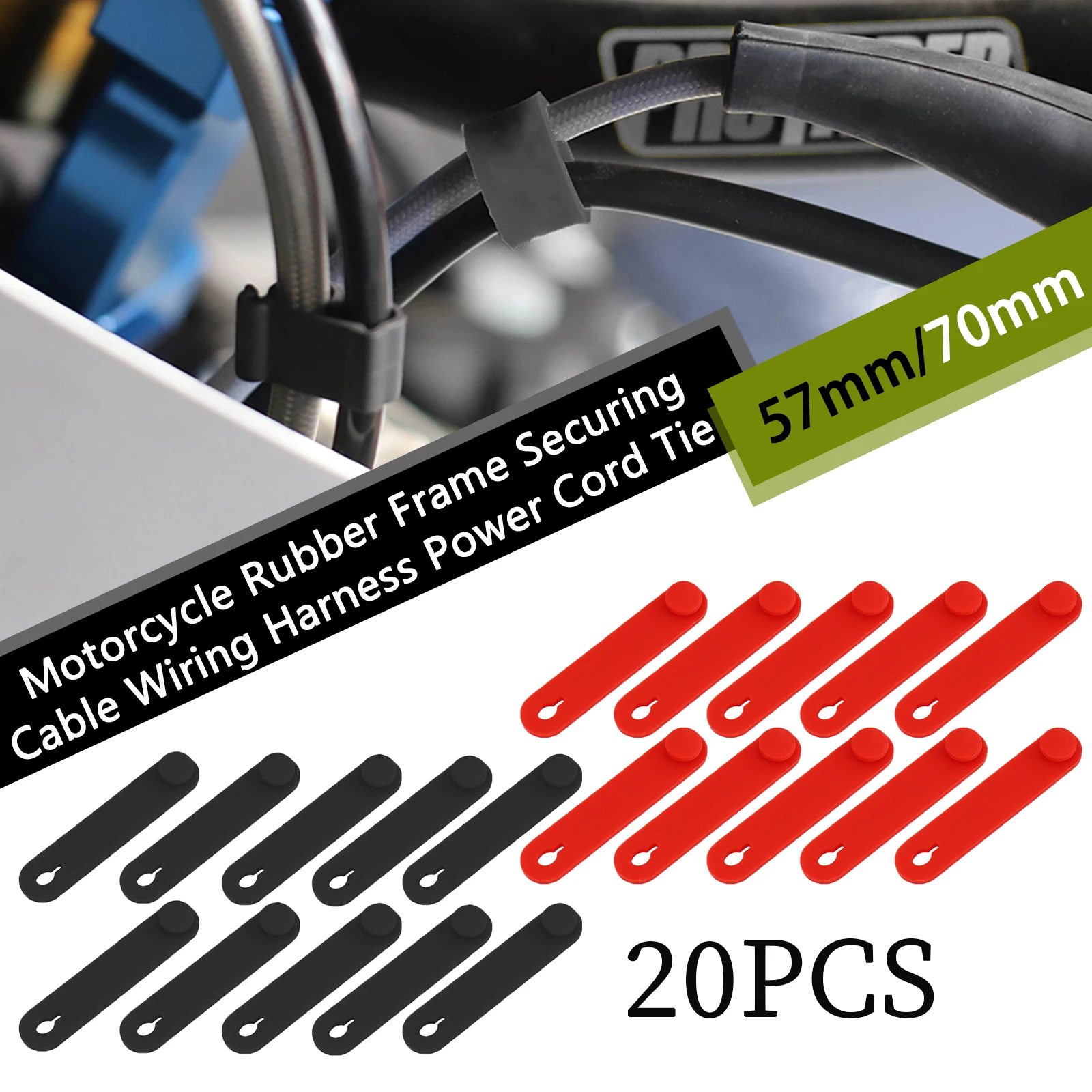 

Motorcycle Rubber Frame Securing Wiring Harness Power Cord Universal Throttle Tubing Clutch Cables Tension Strap Tie Up Bandage