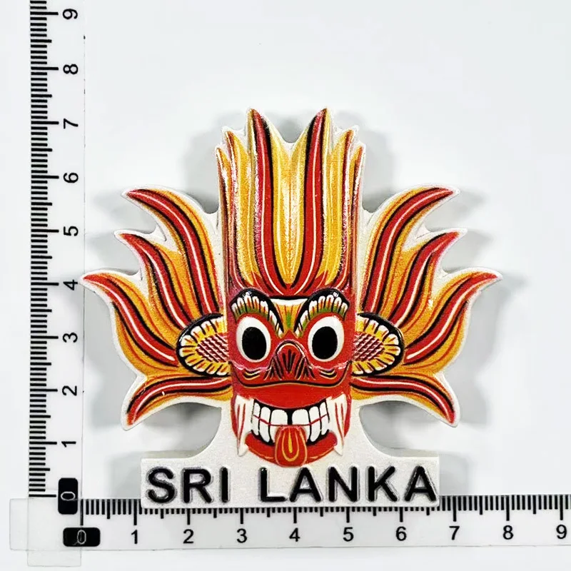 قناع سريلانكي الهندي القديم مغناطيس الثلاجة المغناطيسي تذكارية للسفر ثقافي ومبتكرة للمنزل ثلاثي الأبعاد عنصر ديكور #6