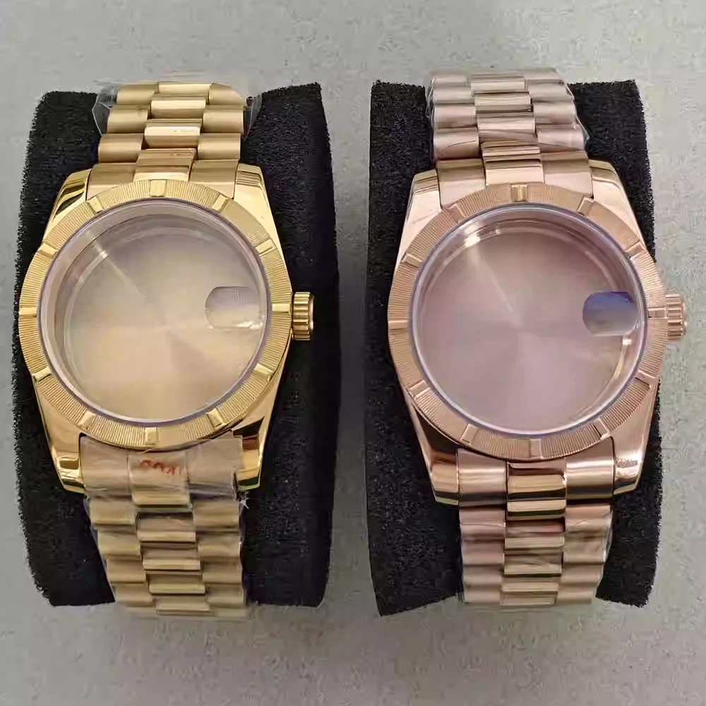 36mm/39mm NH35 Case + Bracelet Stainless Steel Sapphire Crystal Watch Case with Watch Strap Set for NH35/NH36/4R Movement Shell