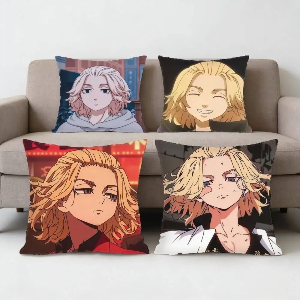 

T-Tokyo R-Revengers Mikey Pillow Case Sofa Living Room Bedroom Headboard Backrest Cushion Square Cushion Nap Time