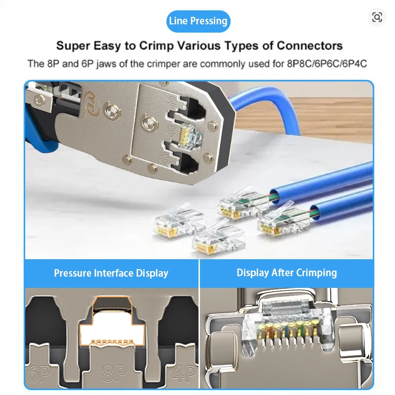 RJ45 Crimper RJ11 RJ45 Crimping Tool Ethernet Network LAN Cable Crimper Cutter Stripper Plier for 6P 8P RJ11 RJ12 RJ45