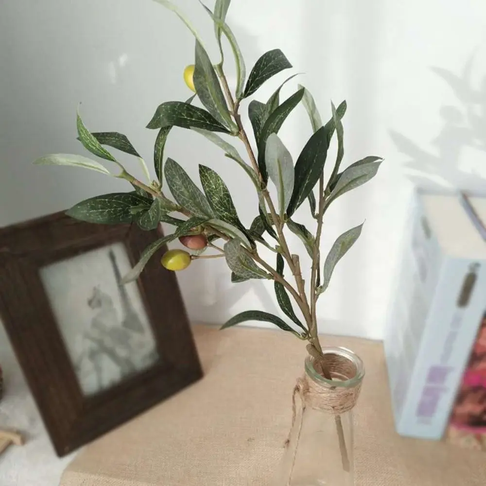 

With Olive Fruit Artificial Olive Branch Elegant Plastic Simulated Olive Leaf Green Handmade Fake Olive Tree Branches