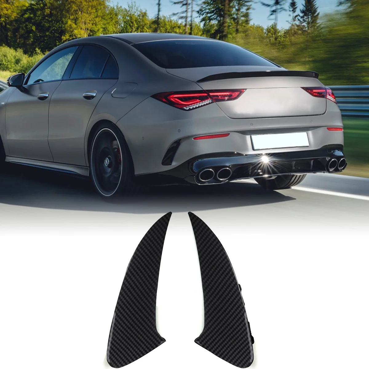 2x Black Rear Bumper Splitters Spoiler Side Canard For Mercedes Benz CLA Class Sport C118 CLA200 CLA220 CLA250 CLA45 AMG 2020+