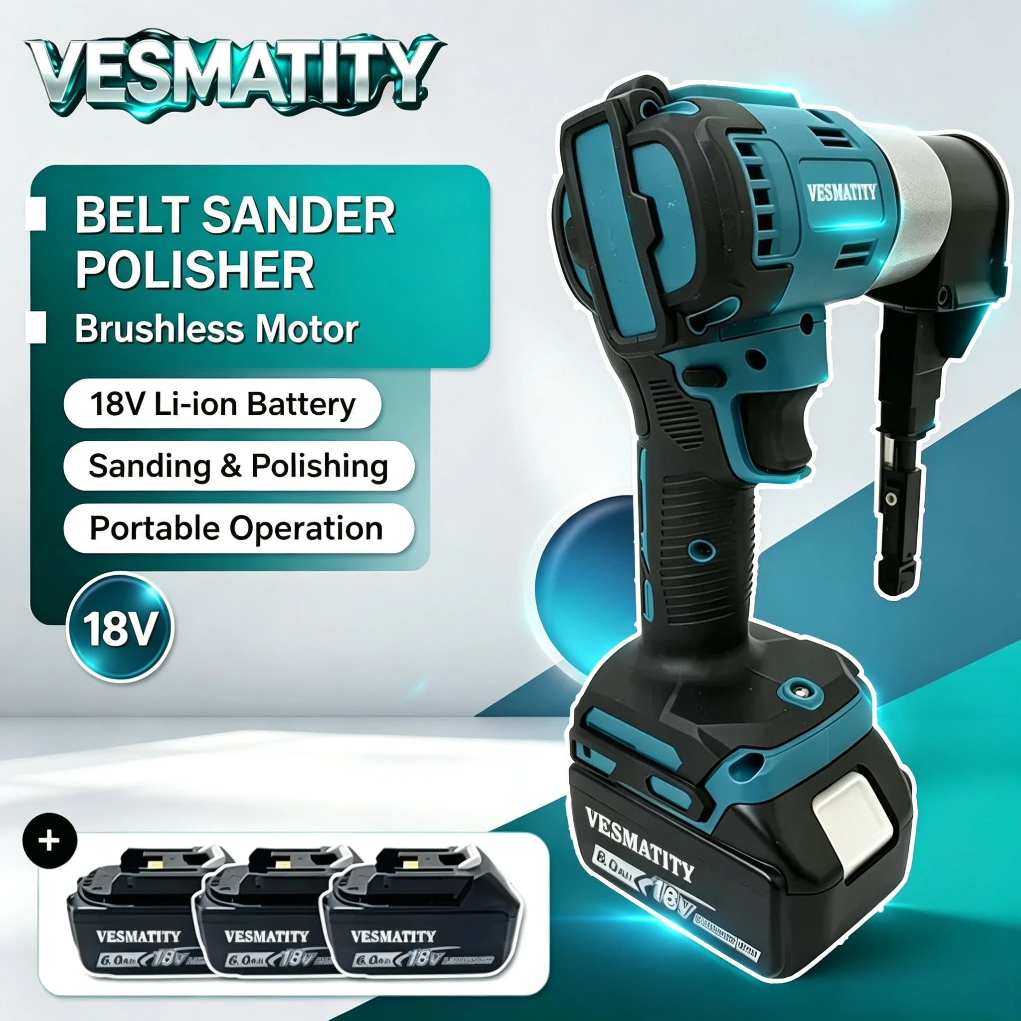 Portable cordless belt sander multifunctional sanding tool for metal wood derusting polishing and finishing for 18V 20V battery