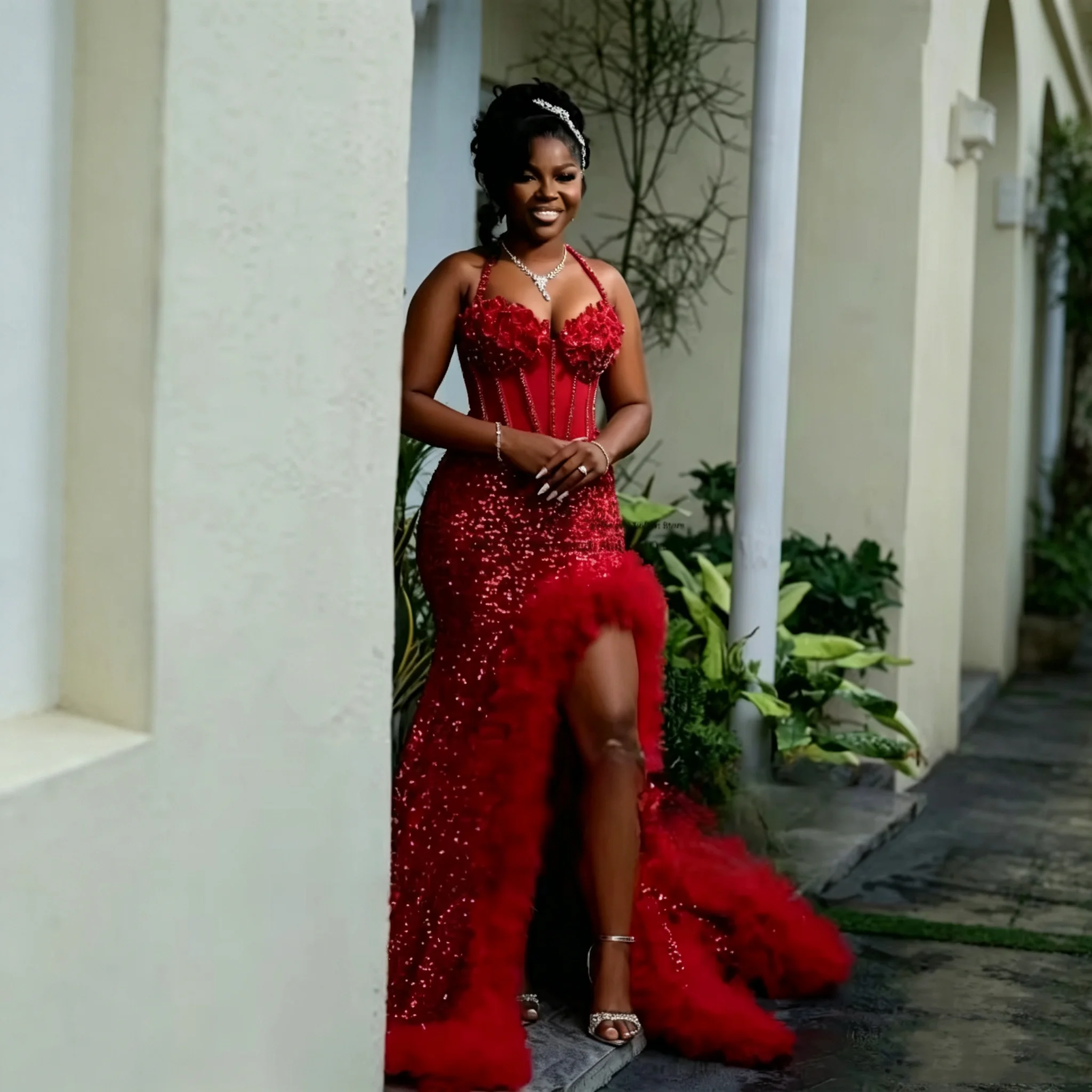 Schwarze Abendkleider für Mädchen mit Schlitz, luxuriöse Meerjungfrauen-Ballkleider mit Strass und Kristallen, Abendkleid, Partykleid, Ballkleid nach Maß