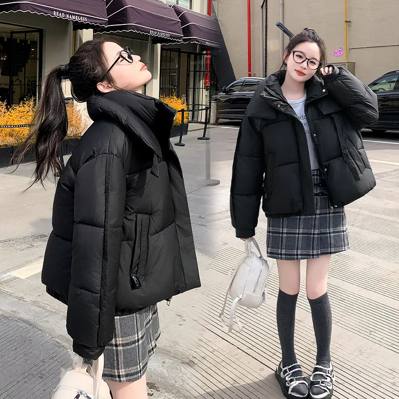 ลงผ้าฝ้ายเบาะCropped Coatผู้หญิงParkas 2025NewฤดูหนาวเกาหลีหลวมThickeปักเป้าแจ็คเก็ตผ้าฝ้ายนักเรียนWarm ...