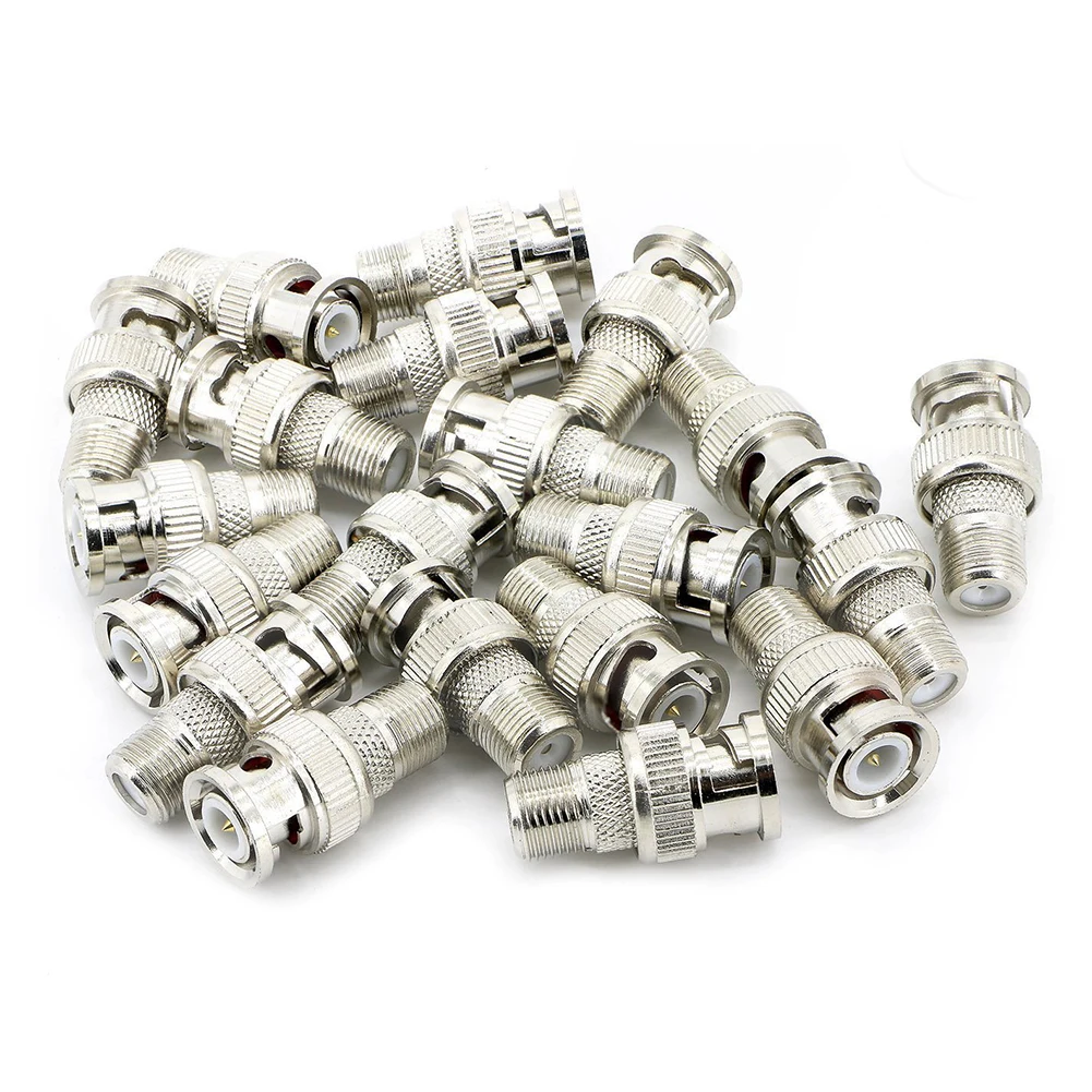 AT29-20Pcs BNC Male Plug To F Female Jack Adapter Coax Connector Coupler Adapters CCTV Camera (20PCS)