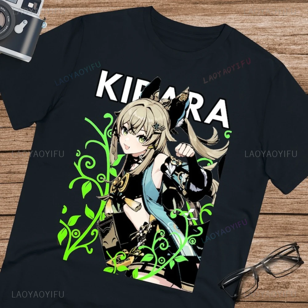 

Kirara Genshin Impact графические футболки для женщин и мужчин, унисекс, ультра летняя хлопковая футболка высокого качества, классические топы с героями мультфильмов, футболка