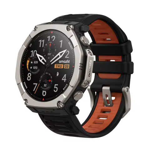 Amazfit T-Rex Ultra 2 Smartwatch para atividades ao ar livre, Corpo em titânio de 51 mm, Tela AMOLED de safira de 1,5'', GPS de banda dupla, Lanterna, 30 dias de bateria, Mapas offline, 10 ATM, 180+ modos esportivos