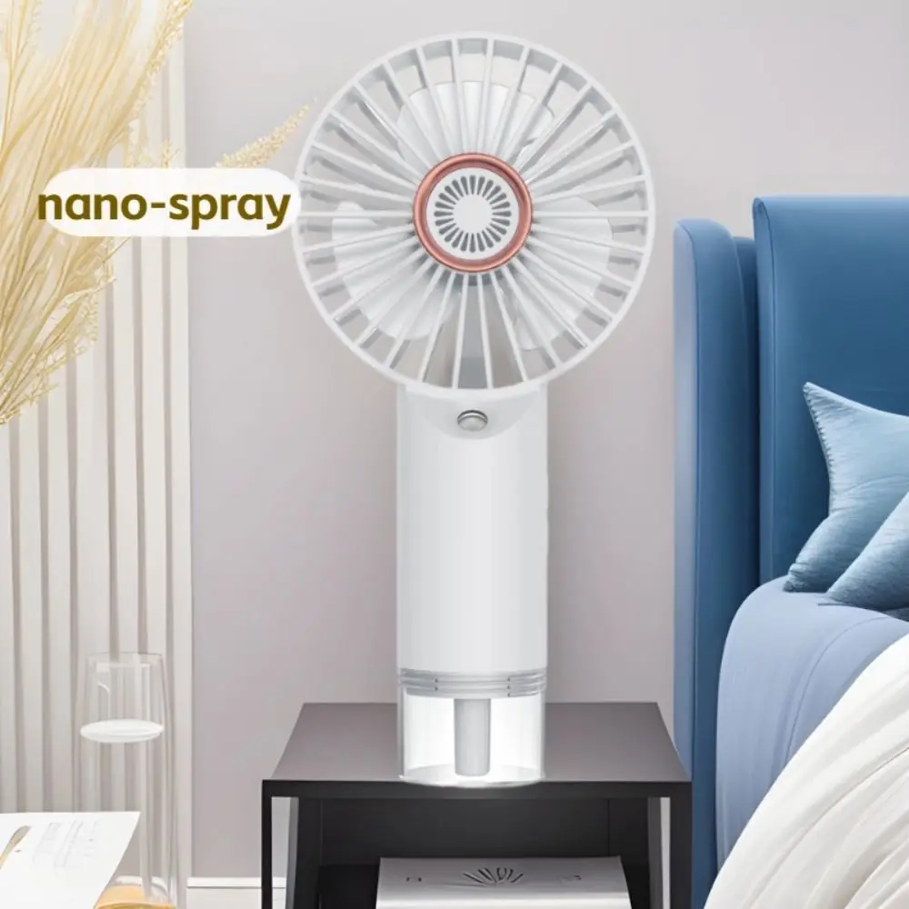 USB Rechargeable Handheld Spray Fan Portable Strong Wind Water Spray Mist Fan Fine Mist Function Low Noise Handheld Misting Fan