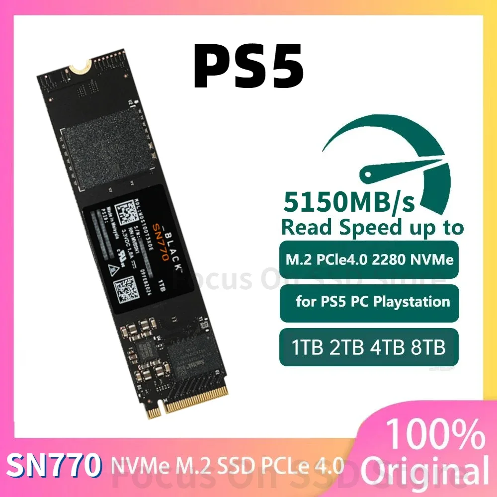 

Новый оригинальный черный SN770 4 ТБ NVMe SSD 2 ТБ 1 ТБ 500 Гб 250 ГБ внутренний игровой твердотельный накопитель Gen4 PCIe M.2 2280 до 5150 Мб/с