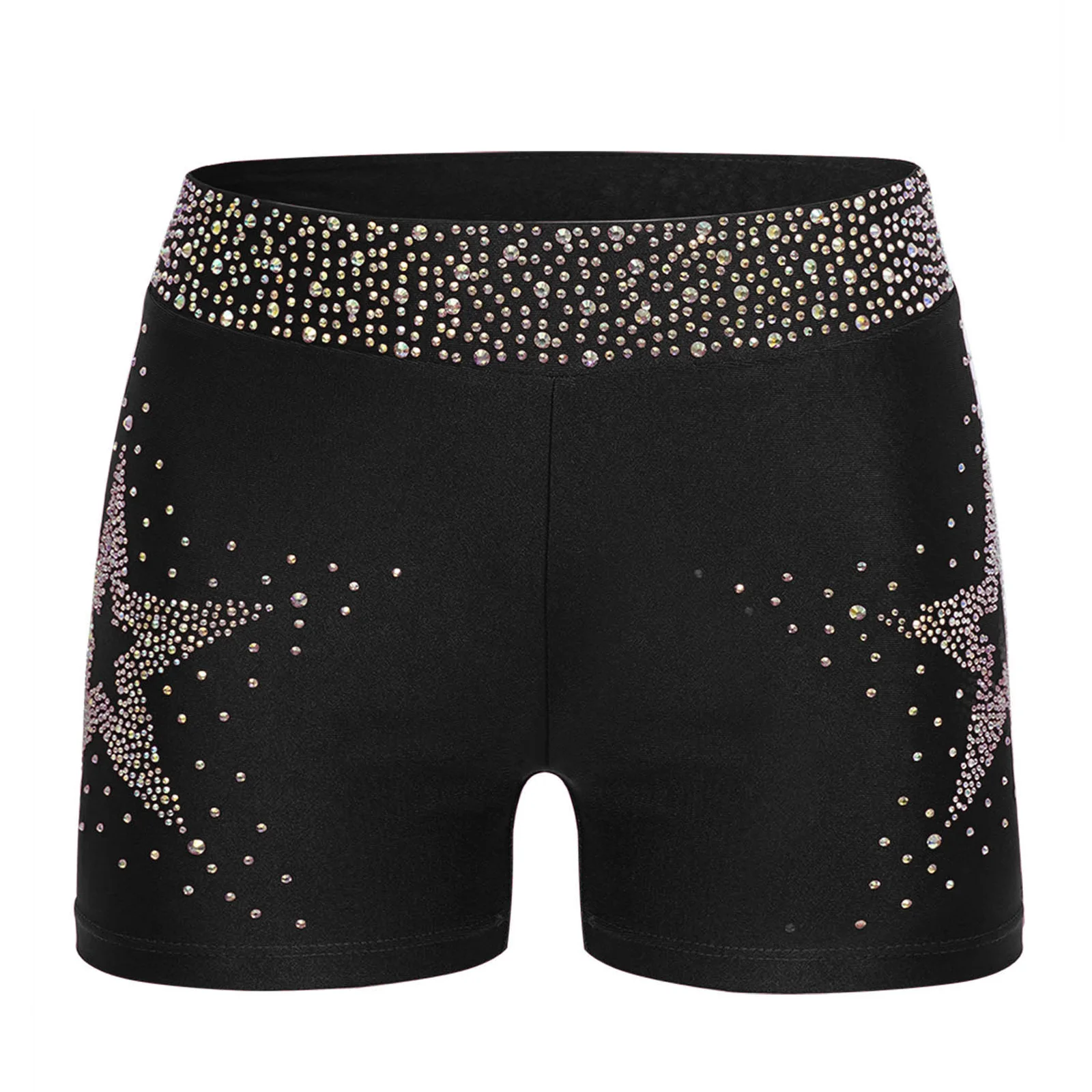 

Kids Girls Shiny Rhinestones Acrobatics Gymnastics Dance Costume School Show Performance Elastic Waistband Shorts for 6-16 Years